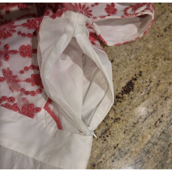 Garnet Hill Size Sz 2 Lacey Overlay Dress Sheer Sleeveless Mini Embroidered Pink - Picture 10 of 14